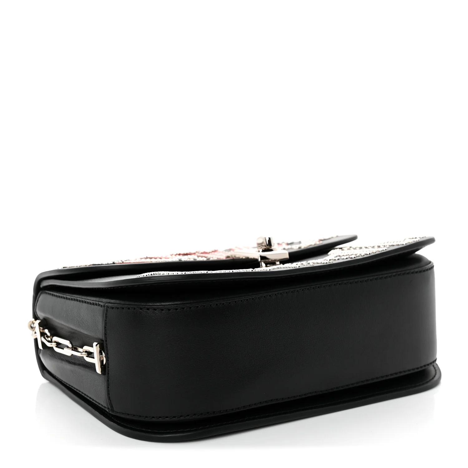 Vitello Loveblade Embellished Chain Flap Bag Black Multicolor - Top Club