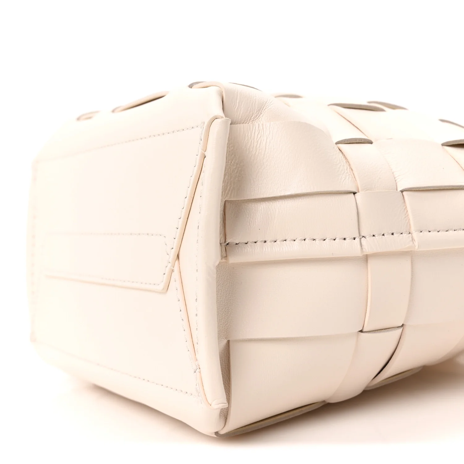 Smooth Calfskin Odita Mini Modern Lattice Bucket Bag Off White - Top Club