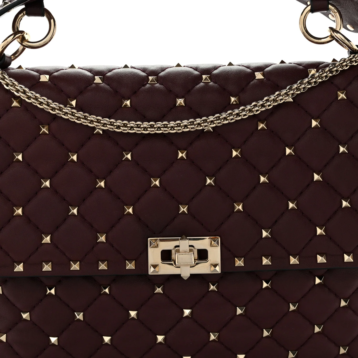 Nappa Large Rockstud Spike Shoulder Bag Rubin - Top Club
