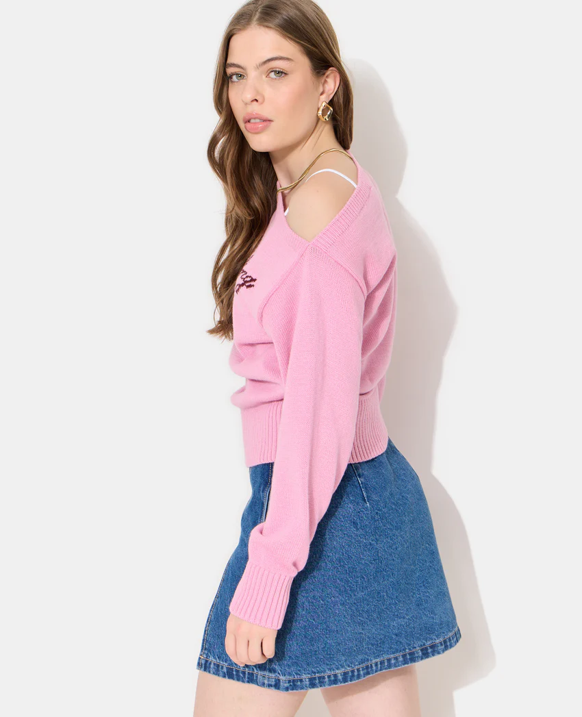 Pimkie Pull asymétrique avec écriture poitrine