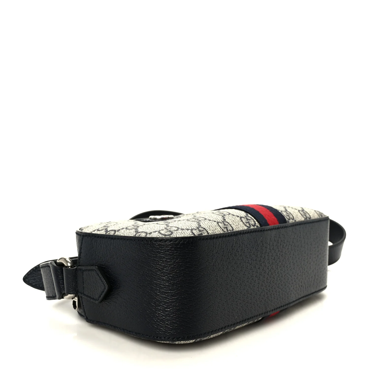 GG Supreme Monogram Textured Dollar Calfskin Web Small Ophidia Camera Bag Beige Blue - Top Club