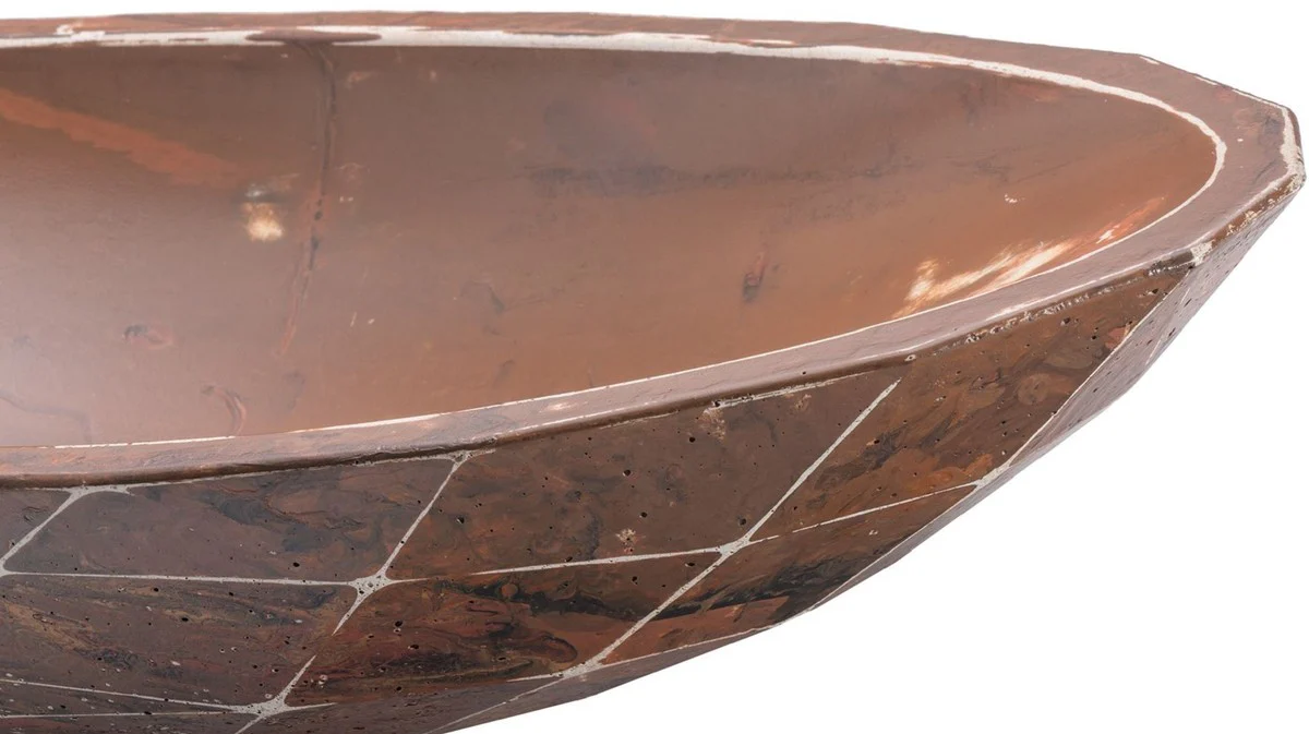 Luxury washbasin bowl brown / white 60.9 x 29.7 x H. 11.9 cm - Handmade concrete washbasin - Bathroom accessories - Luxury bathroom accessories