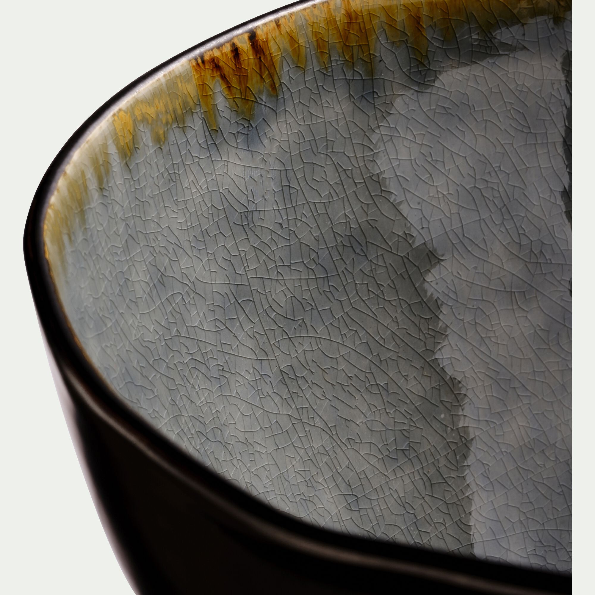 SELIME - Assiette creuse en grès émail réactif D20cm - gris