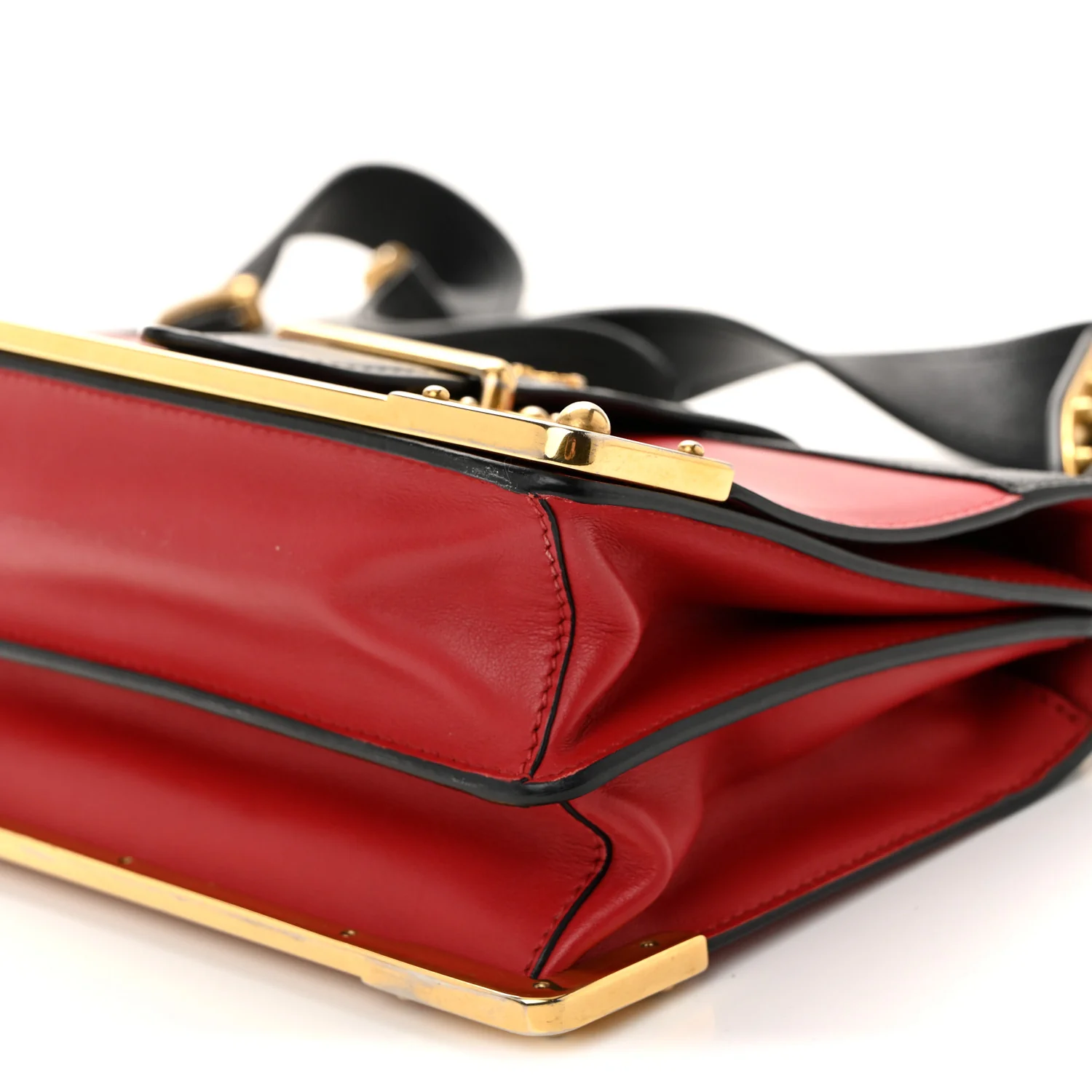 City Calfskin Saffiano Cahier Bag Fuoco Black - Top Club