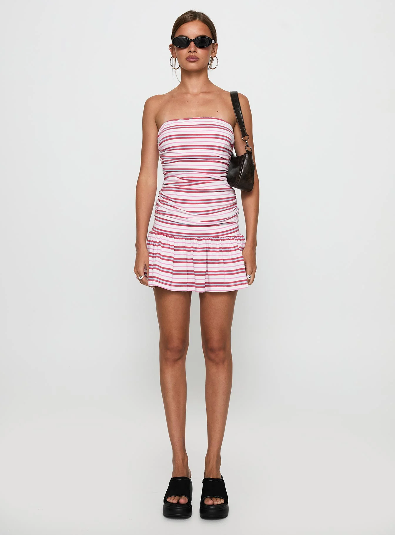 Juicie Strapless Mini Dress Pink / White Stripe