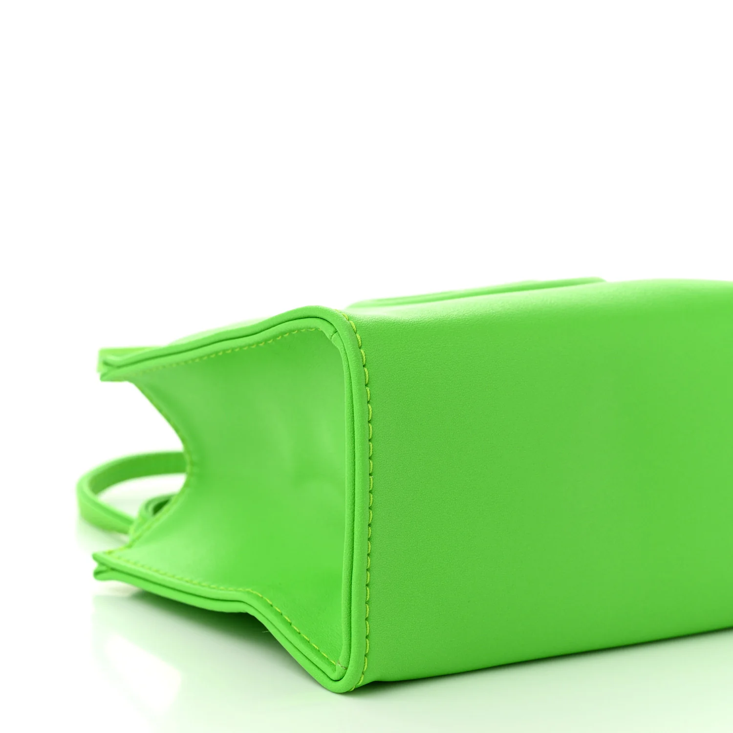 Vegan Leather Small Shopping Bag Highlighter Green - Top Club