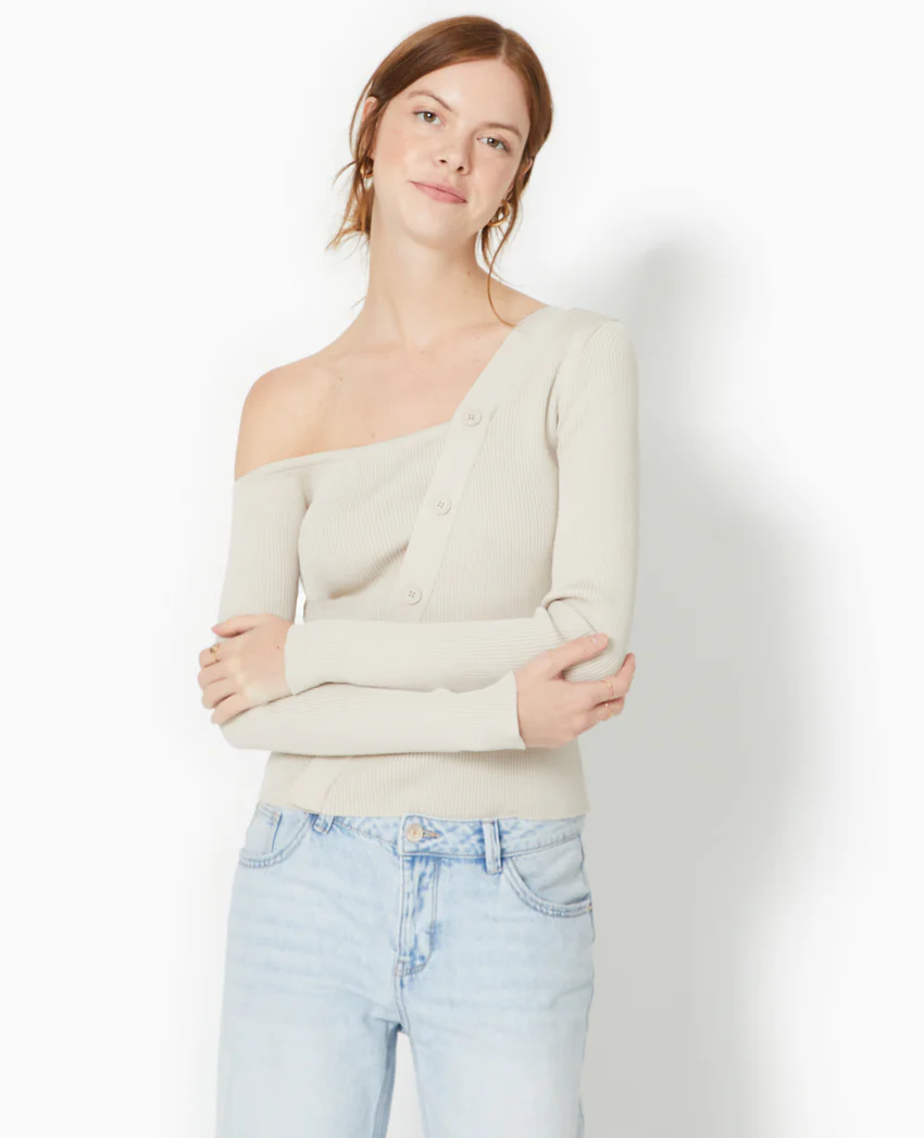 Pimkie Pull asymétrique maille côtelée