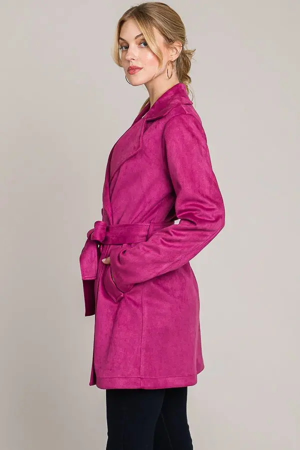Love Me Like You Do Suede Double Breasted Trench Coat - ALJEGJ
