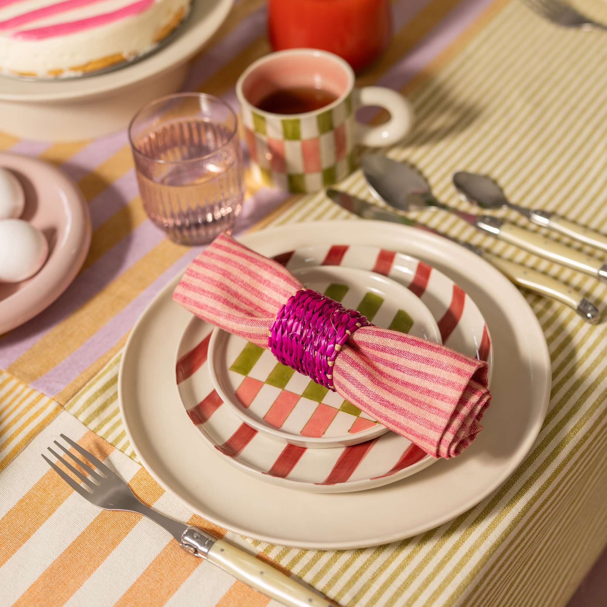 Ontbijtbord Bowie Stripe 21 cm pink