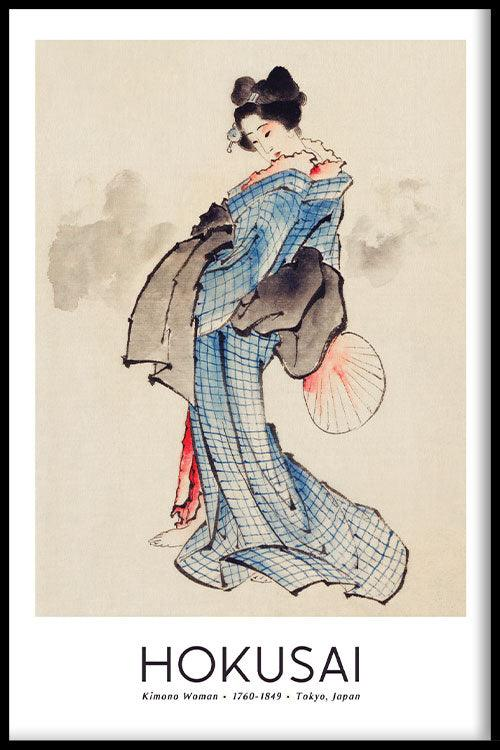 Walljar poster ingelijst - Katsushika Hokusai - Woman Poster ingelijst - 70 x 100 cm