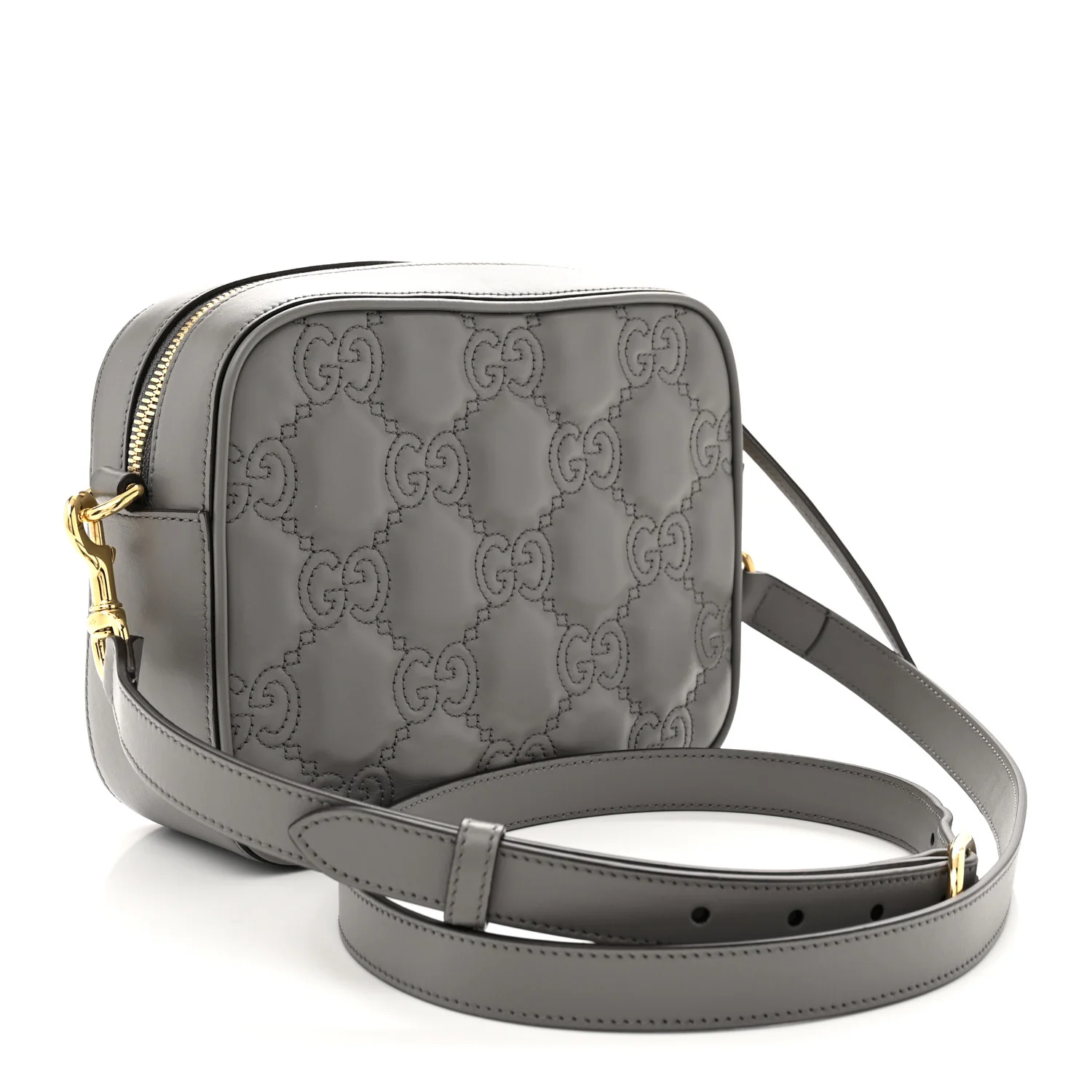 Calfskin GG Matelasse Shoulder Bag Dusty Grey Natural - Top Club