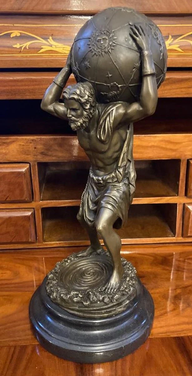 Art Nouveau bronze sculpture man with ball bronze / black 14 x 14 x H. 33 cm - bronze figure - decorative figure - desk decoration - decorative accessories - luxury decoration