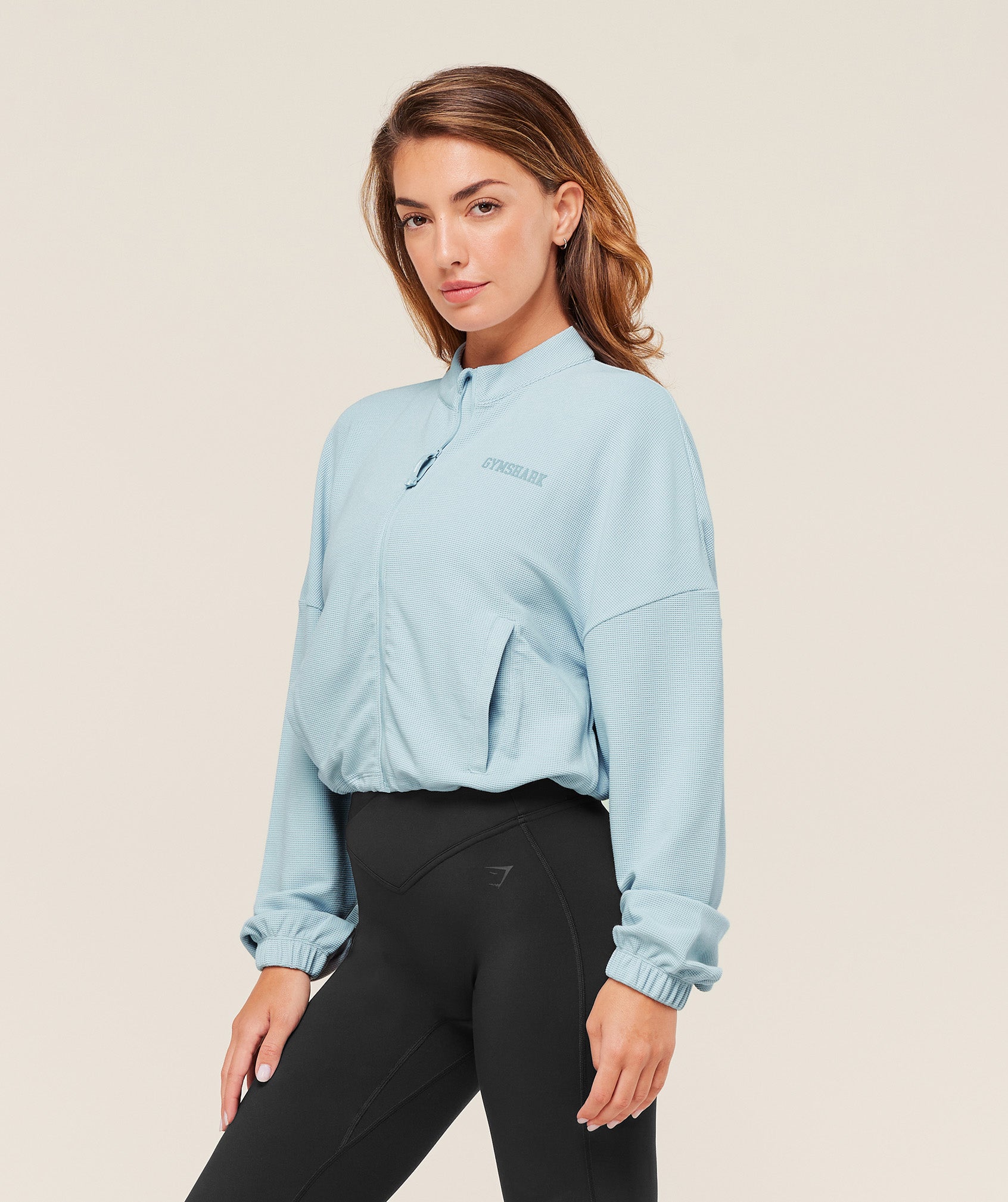 COACH Waffle Midi Zip Up Jacket