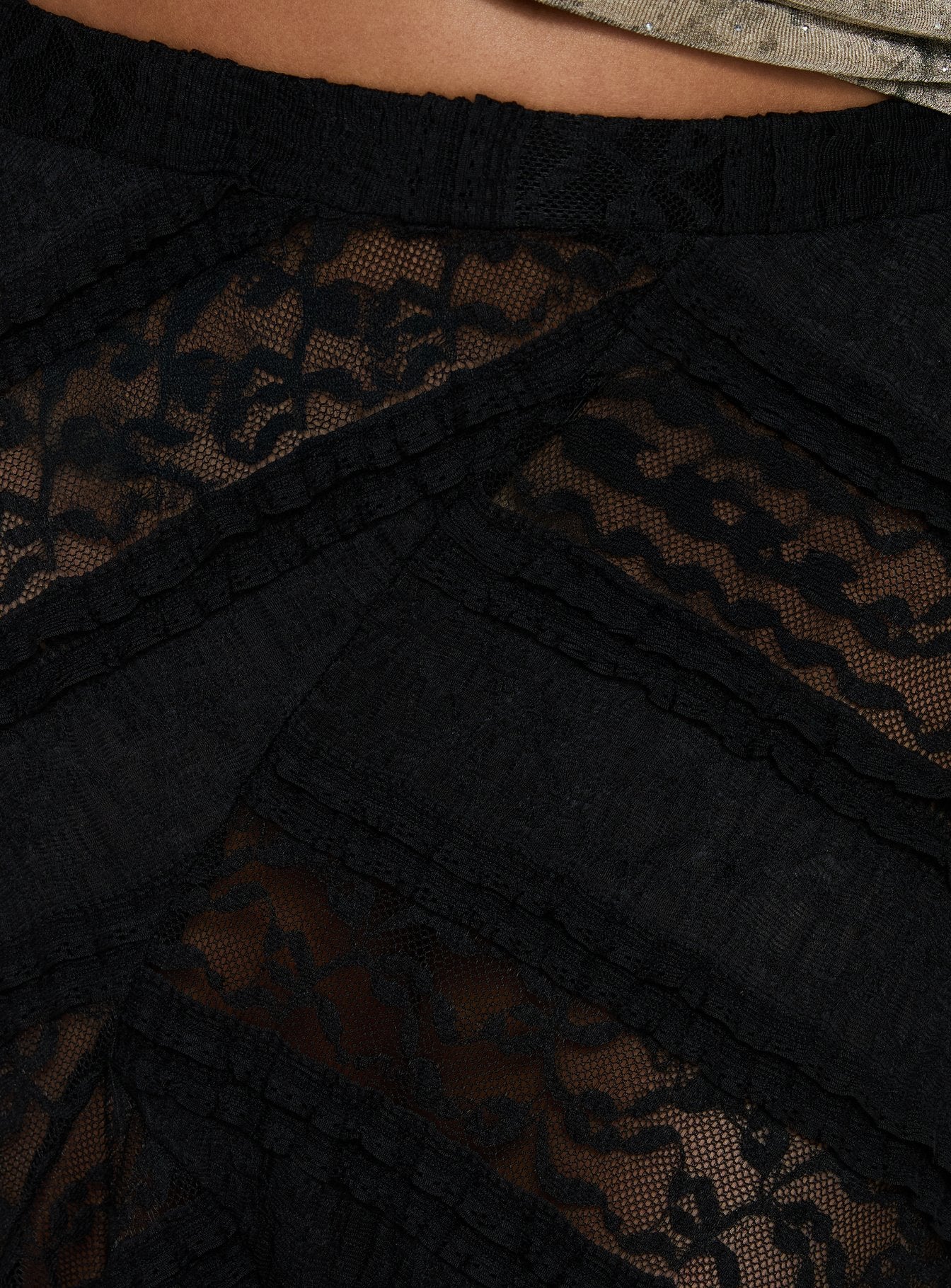 Constancia Asymmetrical Sheer Midi Skirt Black