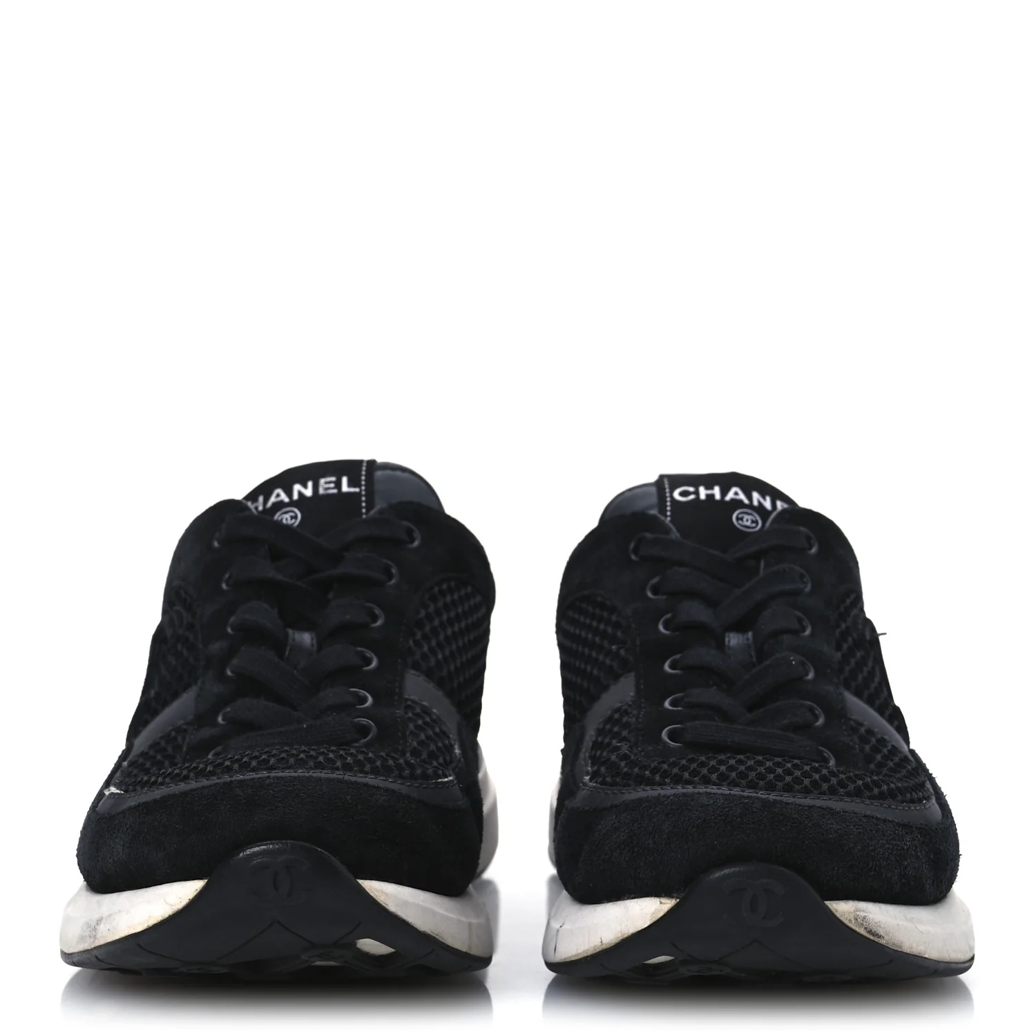 Calfskin Mesh Lycra Suede Womens Logo Sneakers 40 Black - Top Club