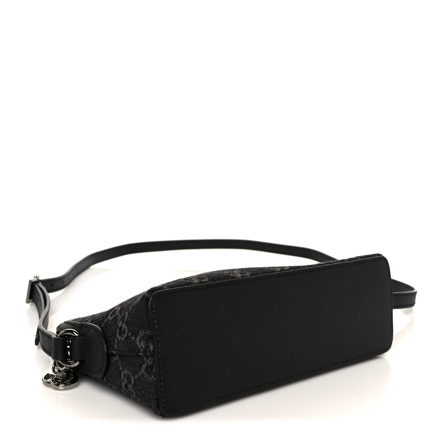 Denim Cuoio Harness GG Monogram Small Ophidia Dome Shoulder Bag Black Medium Grey - Top Club