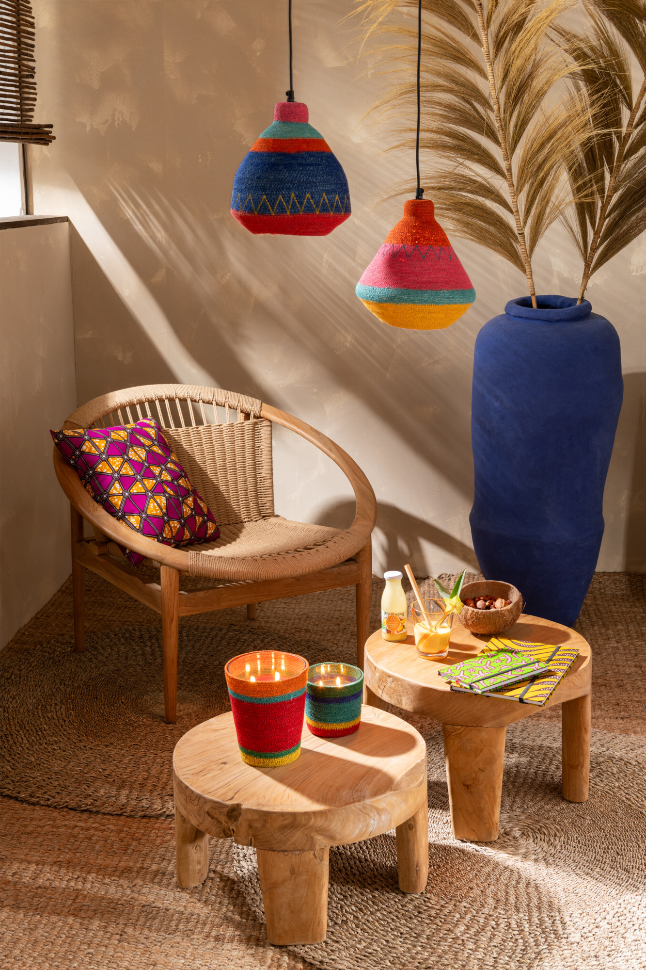 Bijzettafel Rond teakhout naturel - set van 2
