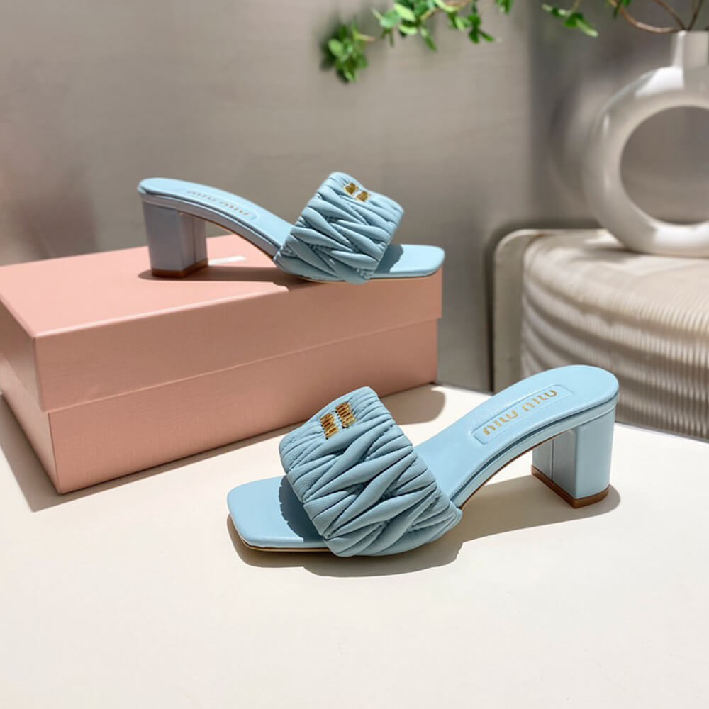 MiuMiu Matelass?? nappa leather slides - Top Club