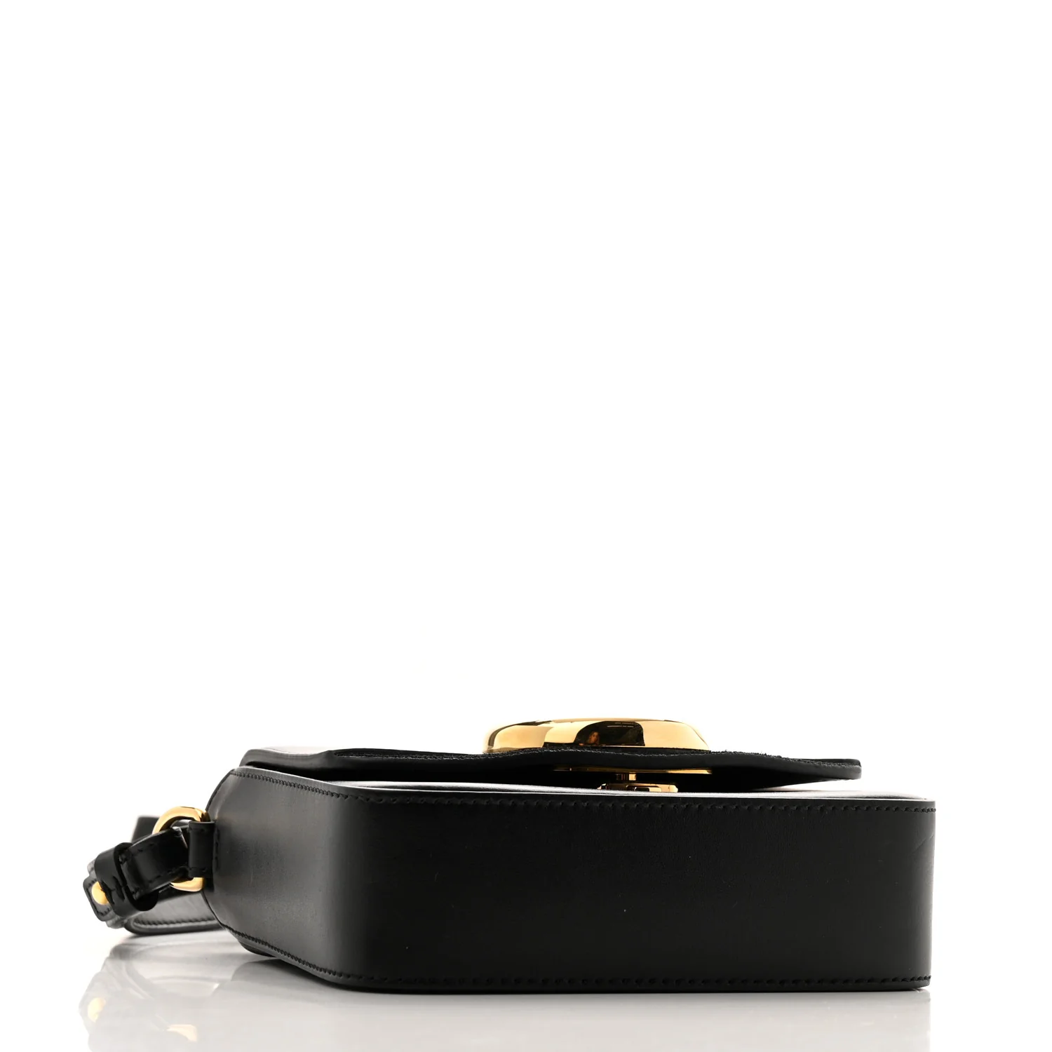 Shiny Calfskin Suede Mini C Double Carry Black - Top Club
