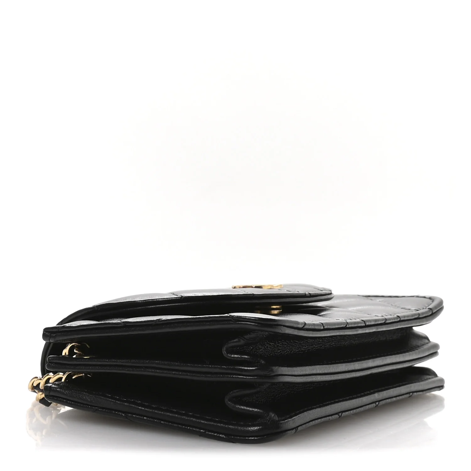 Lambskin Quilted Phone Holder Flap Black - Top Club