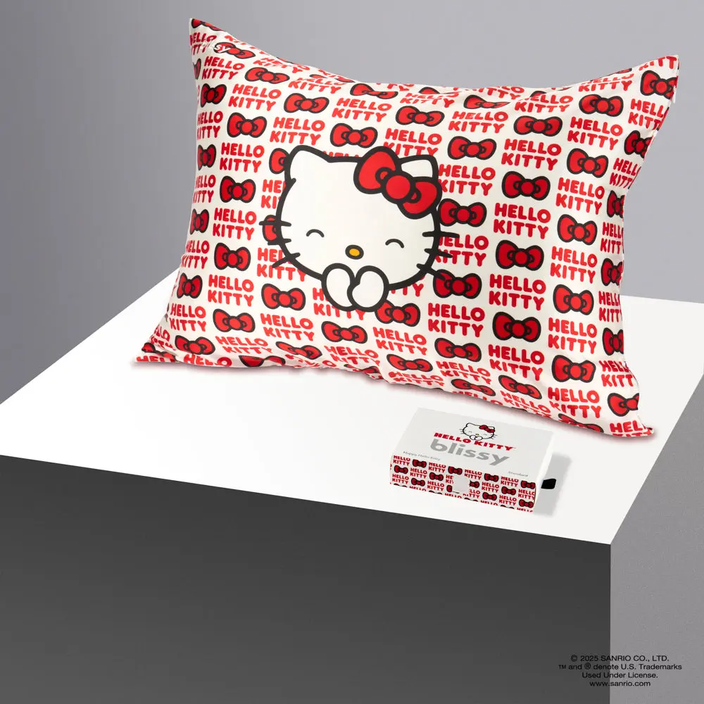 Hello Kitty Blissy Silk Pillowcase - 100% Pure Mulberry Silk - Improve Hair, Skin & Health While You Sleep!