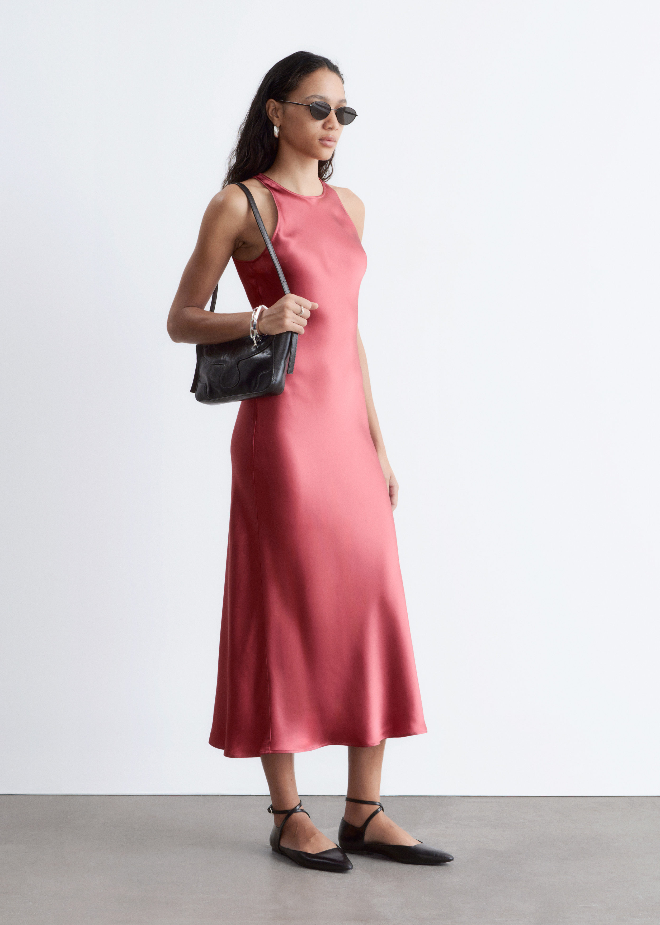 & Other Stories SLEEVELESS SATIN MIDI DRESS