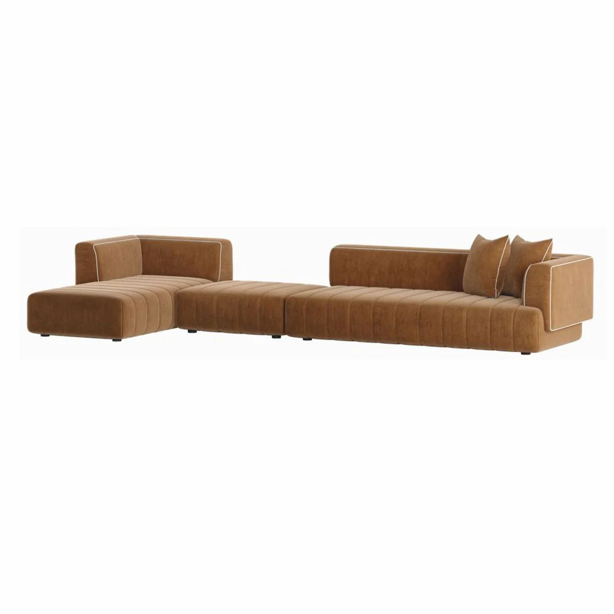 Luxury Corner Sofa Left Side Brown / White 420 cm - Modular Living Room & Hotel Sofa