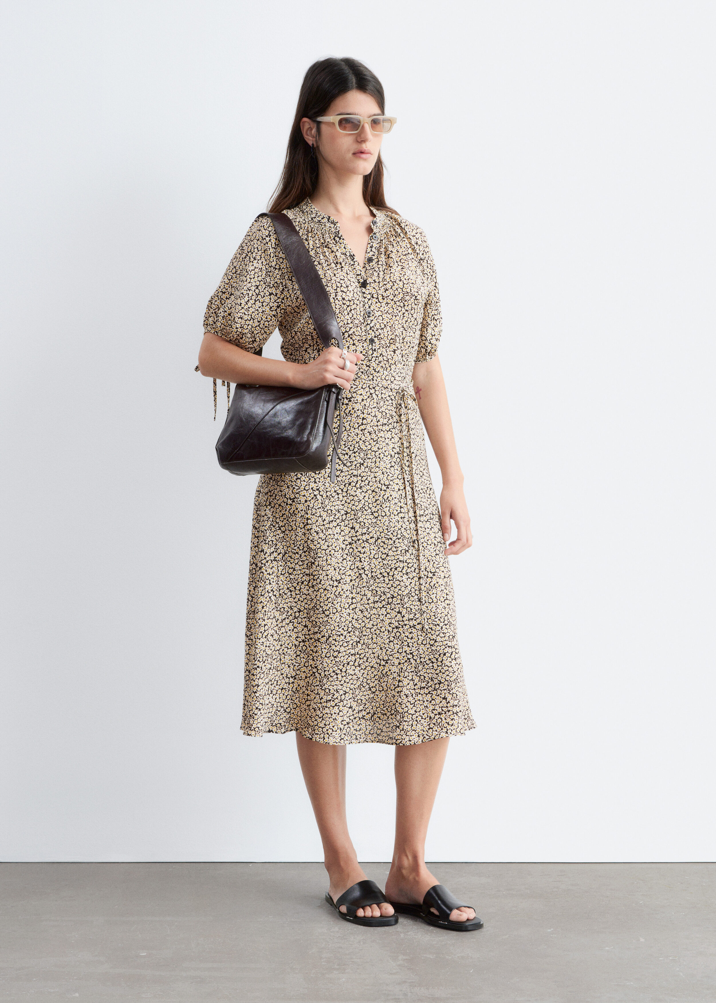 & Other Stories TIE-WAIST MIDI DRESS