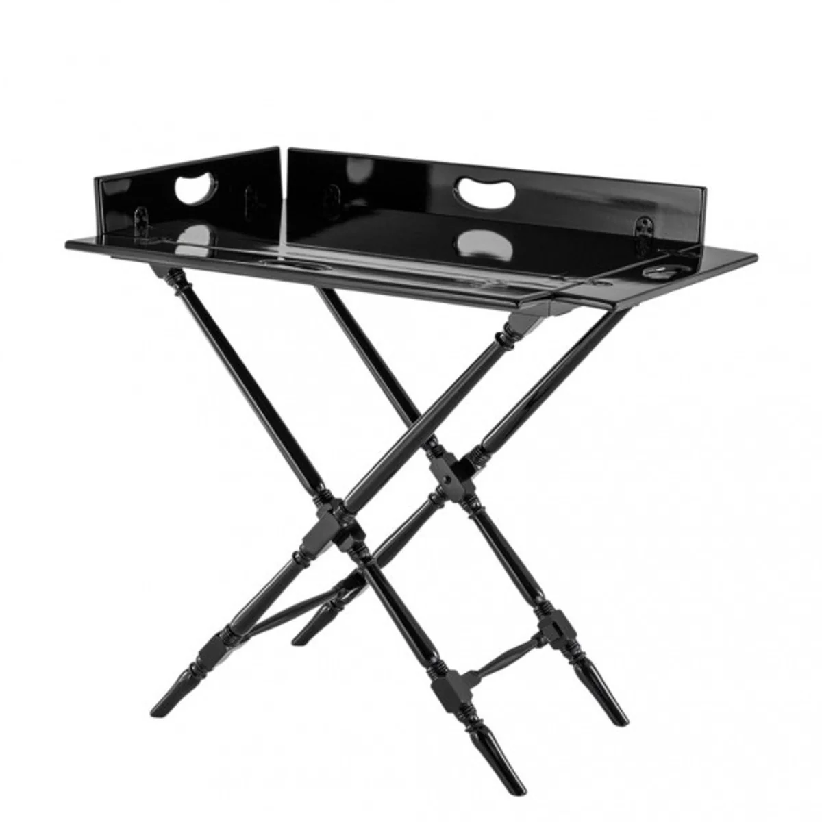 Luxury bar table black with removable folding tray black high gloss - neoclassical - hotel restaurant furniture