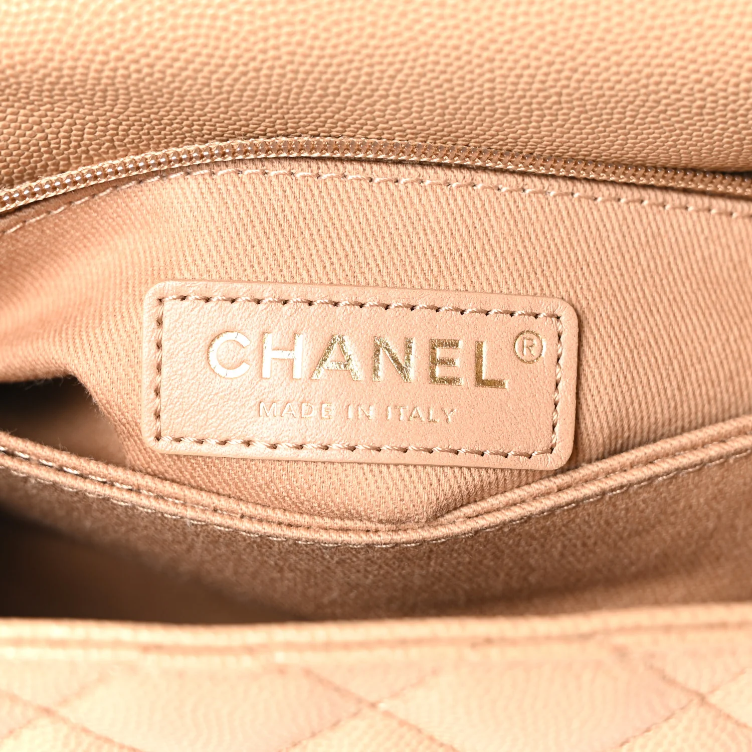 Caviar Quilted Mini Coco Handle Flap Beige - Top Club