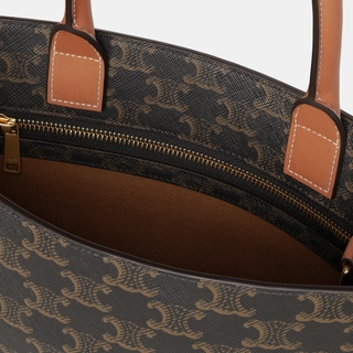 Small Cabas vertical in Triomphe Canvas and calfskin - Tan - TRIOMPHE CANVAS - 2 | CE Small Cabas vertical in Triomphe Canvas and calfskin - Tan - TRIOMPHE CANVAS - 3 | CE Small Cabas vertical in Triomphe Canvas and calfskin - Tan - TRIOMPHE - Top Club