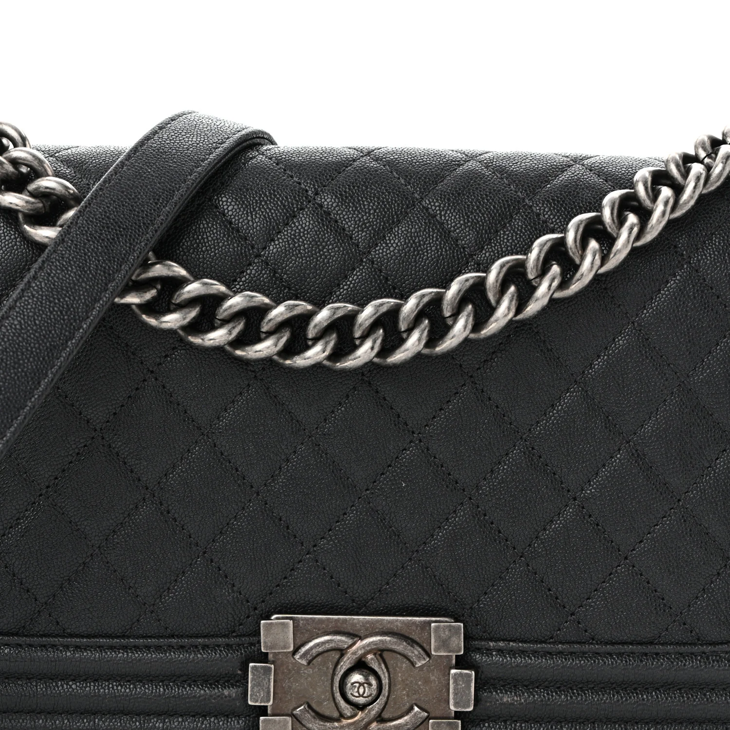 Caviar Quilted Medium Boy Flap Dark Grey - Top Club