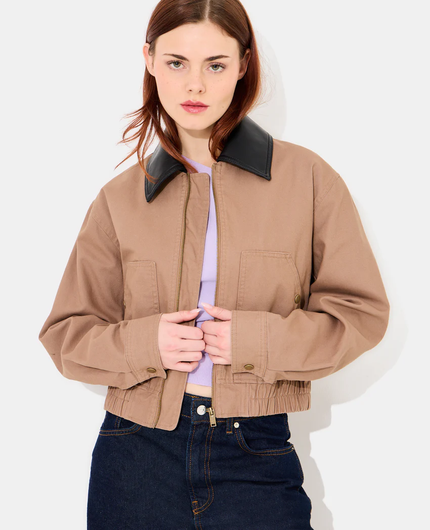 Pimkie Blouson en toile avec col simili