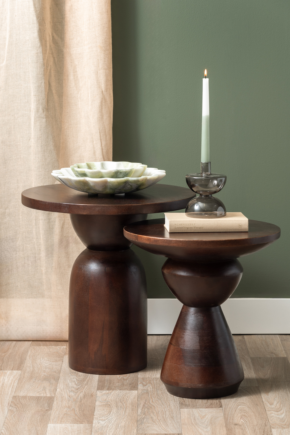Bowl Flower large marble himalayan green