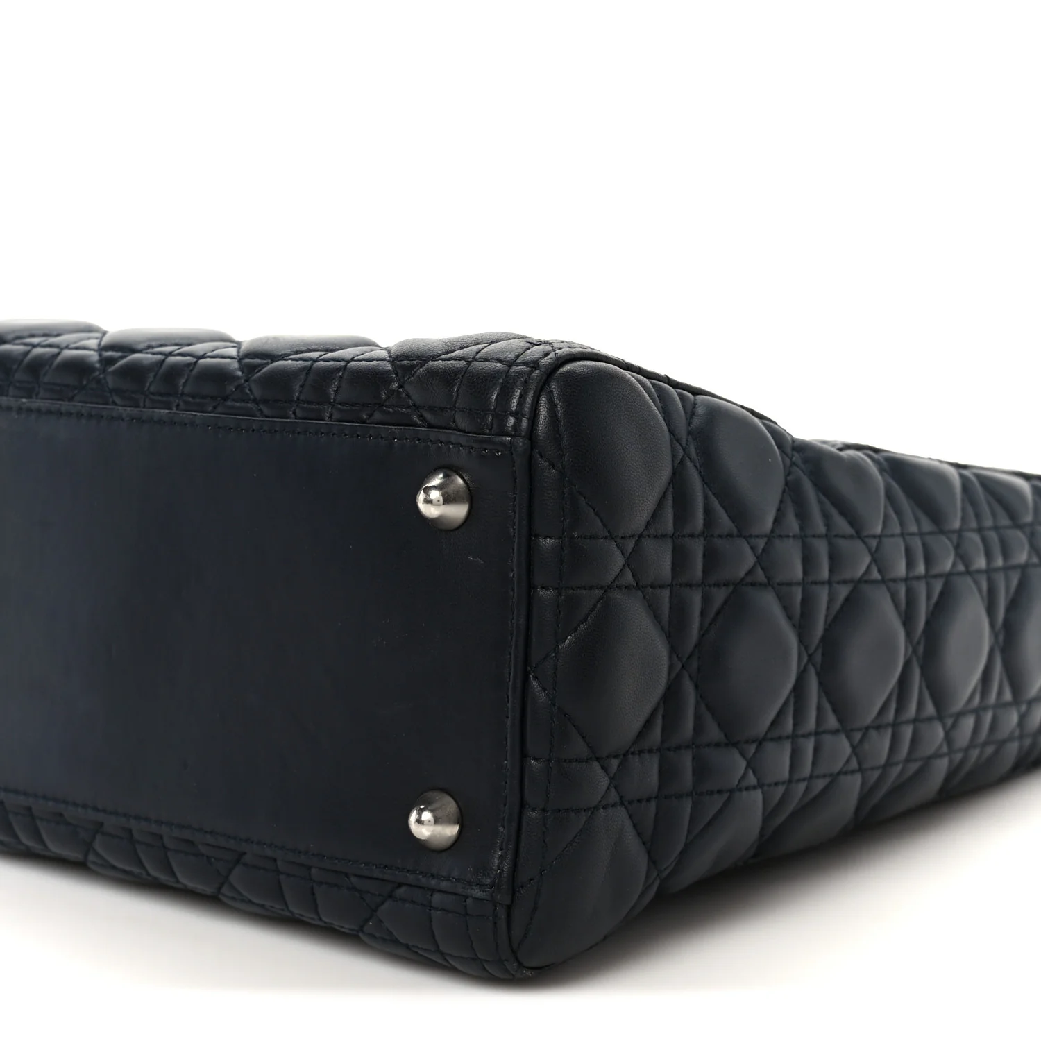 Lambskin Cannage Large Lady Dior Navy Blue - Top Club