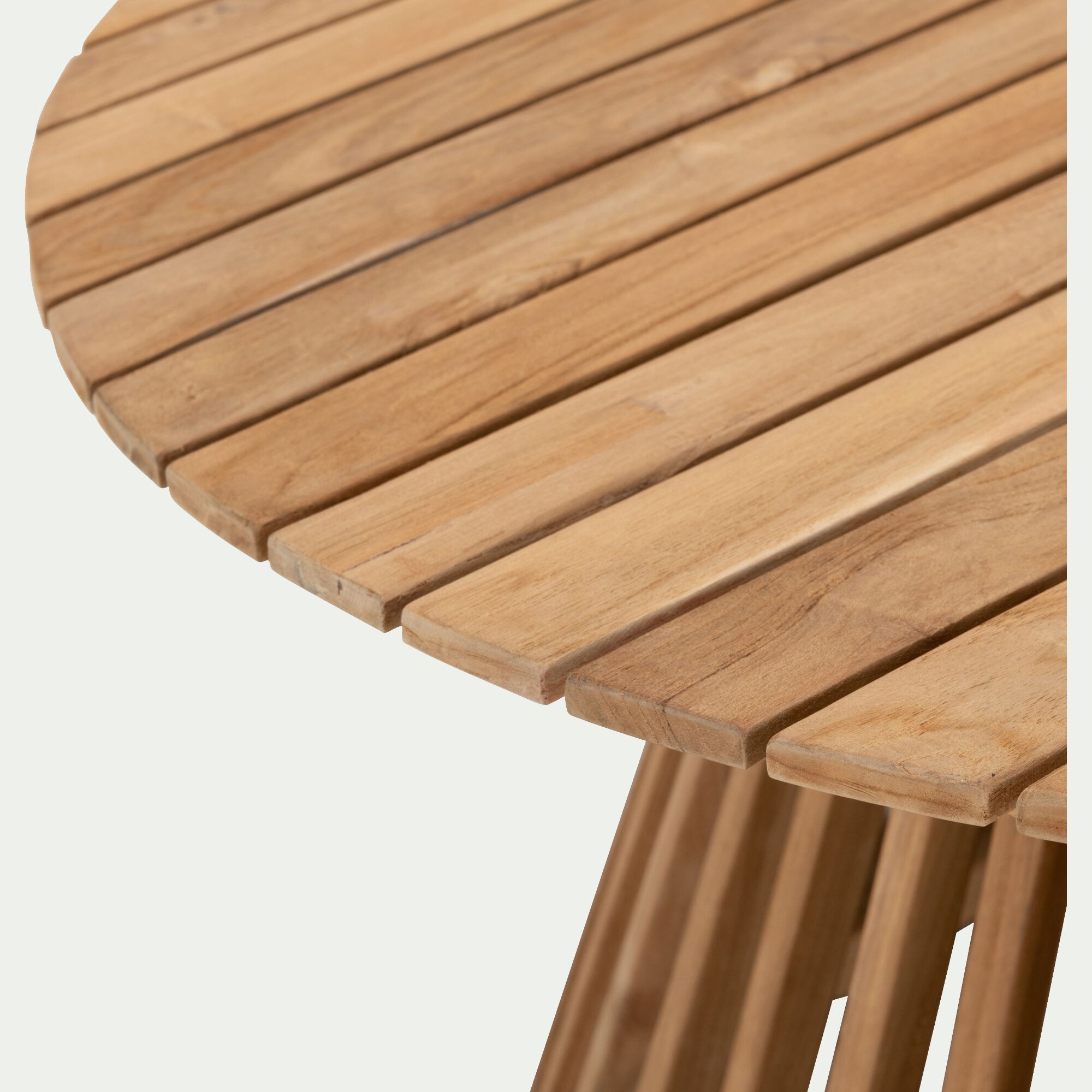 JAUSIERS - Table basse de jardin ronde en teck - bois clair