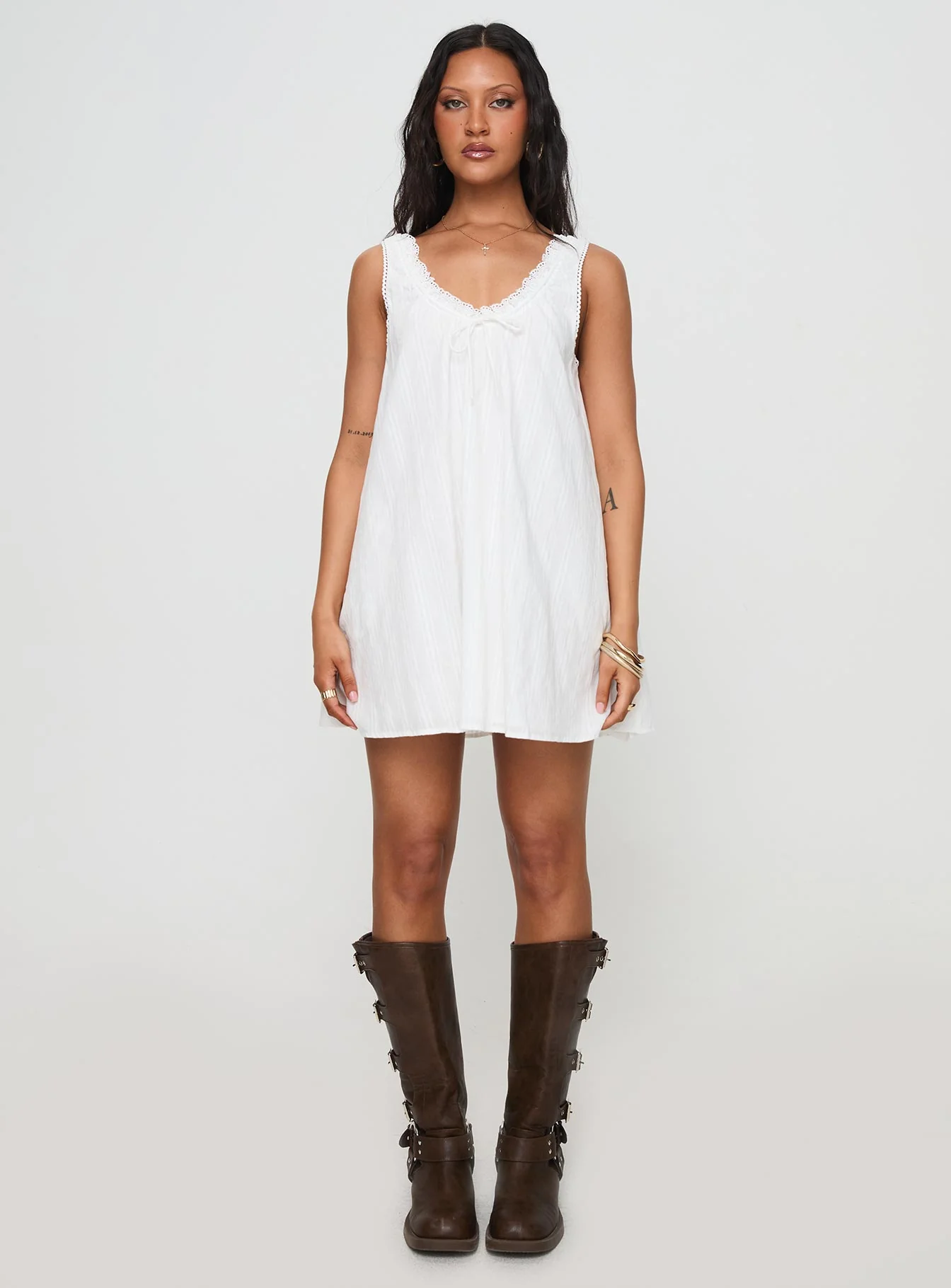 Antiquity Swing Mini Dress White Petite
