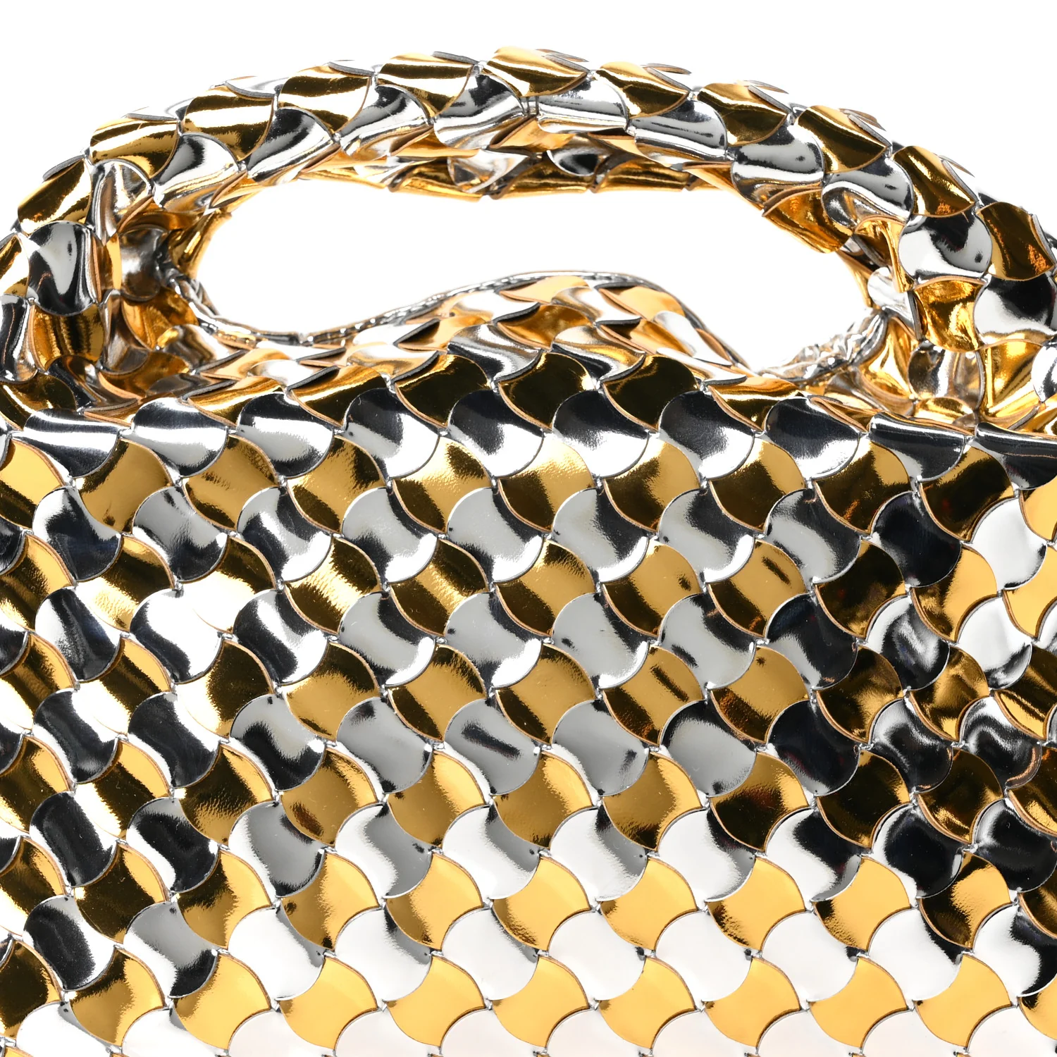 Metallic Lambskin Intrecciato Mini Hop Silver Gold - Top Club