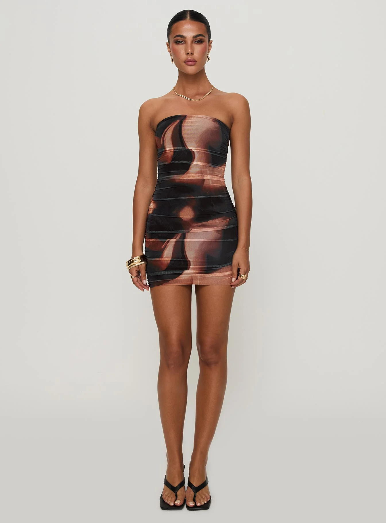 Kalena Mini Dress Brown Multi