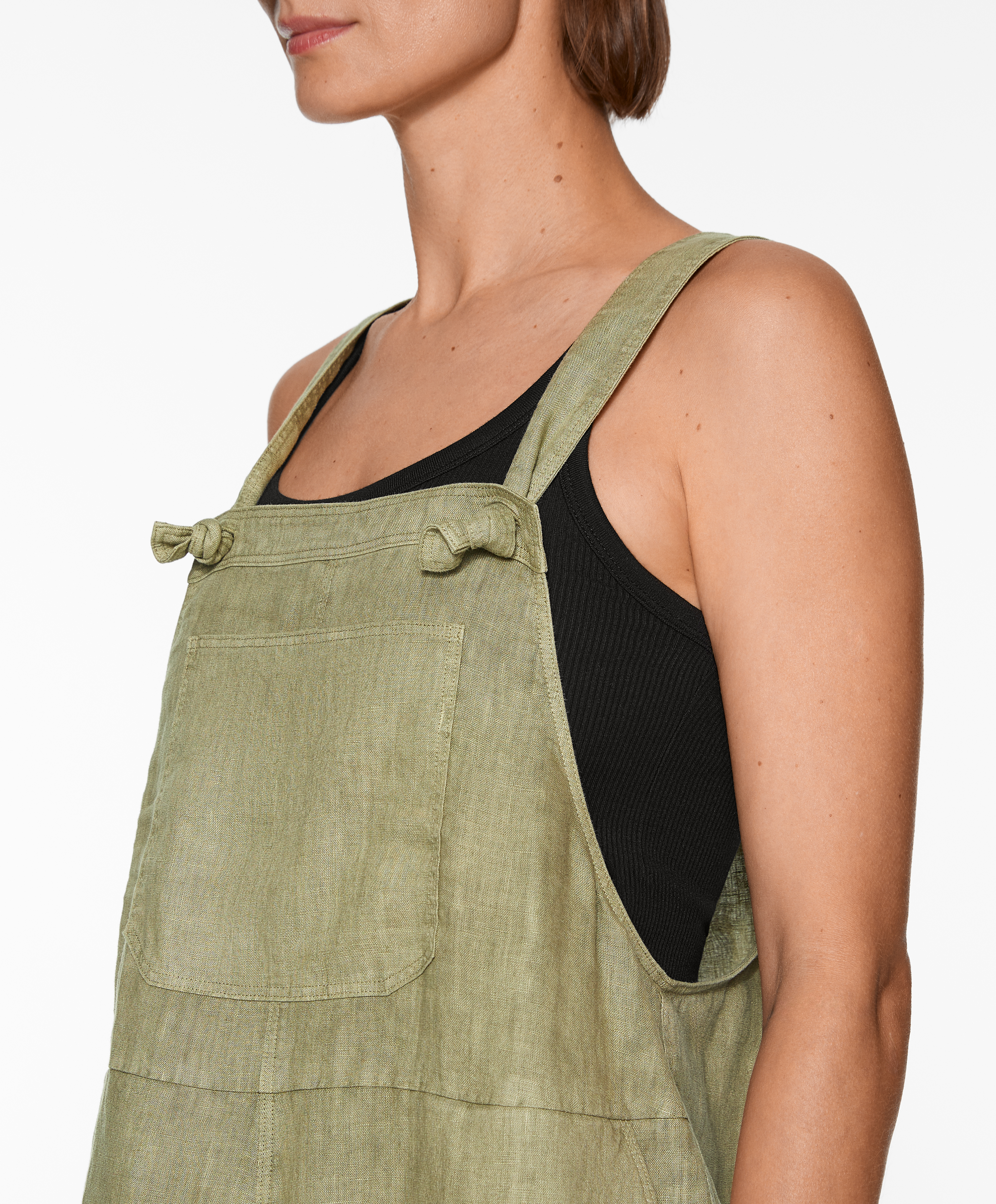 OYSHO Short strappy jumpsuit in 100% linen