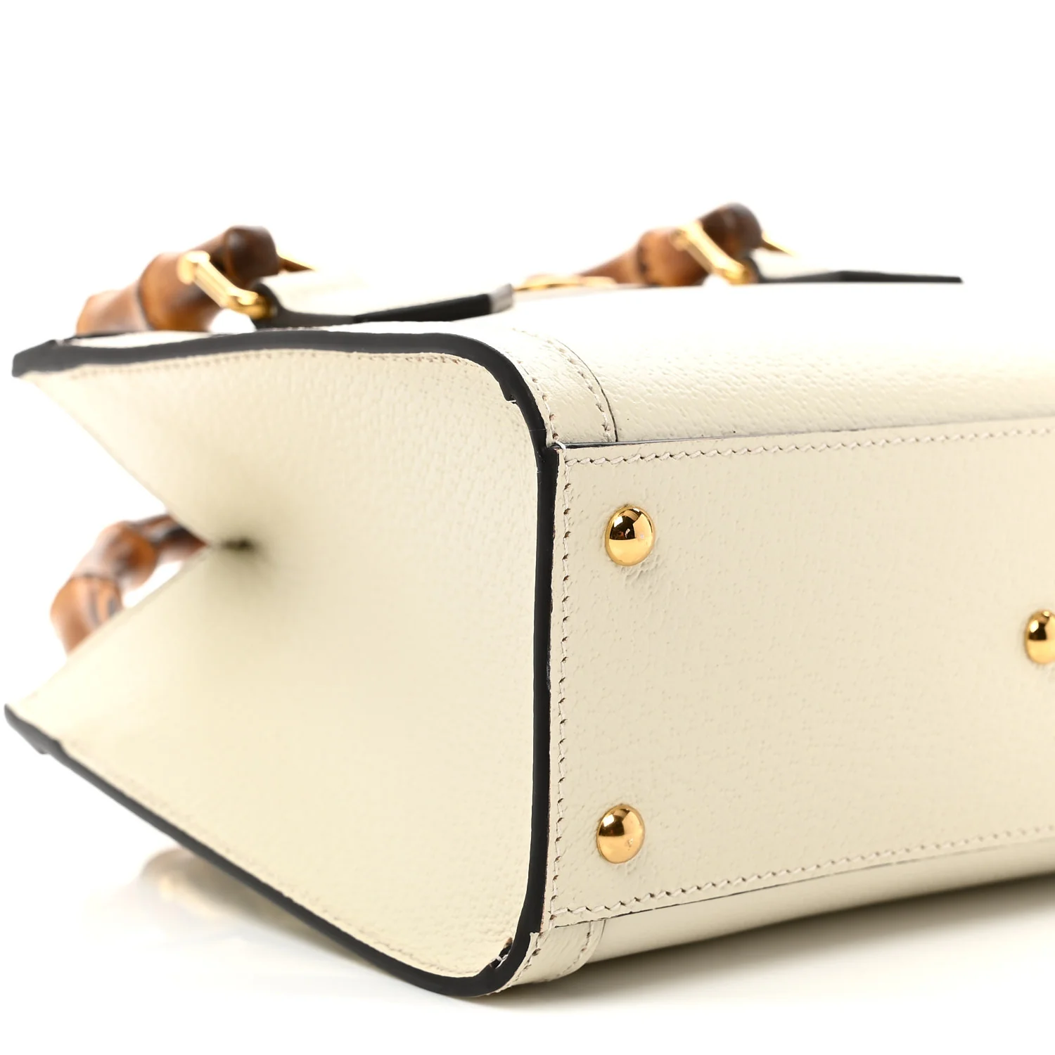 Textured Calfskin Web Mini Diana Tote Bag Mystic White - Top Club