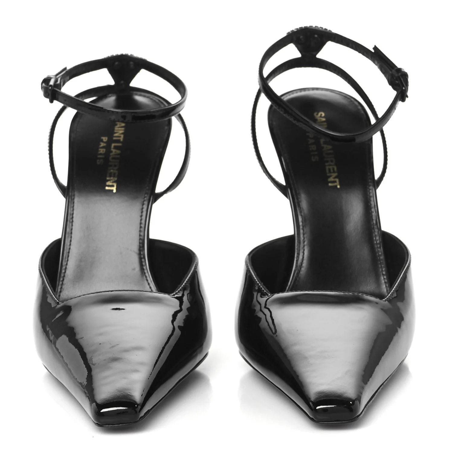 Patent Calfskin Crystal Anouk Pumps 38 Black - Top Club