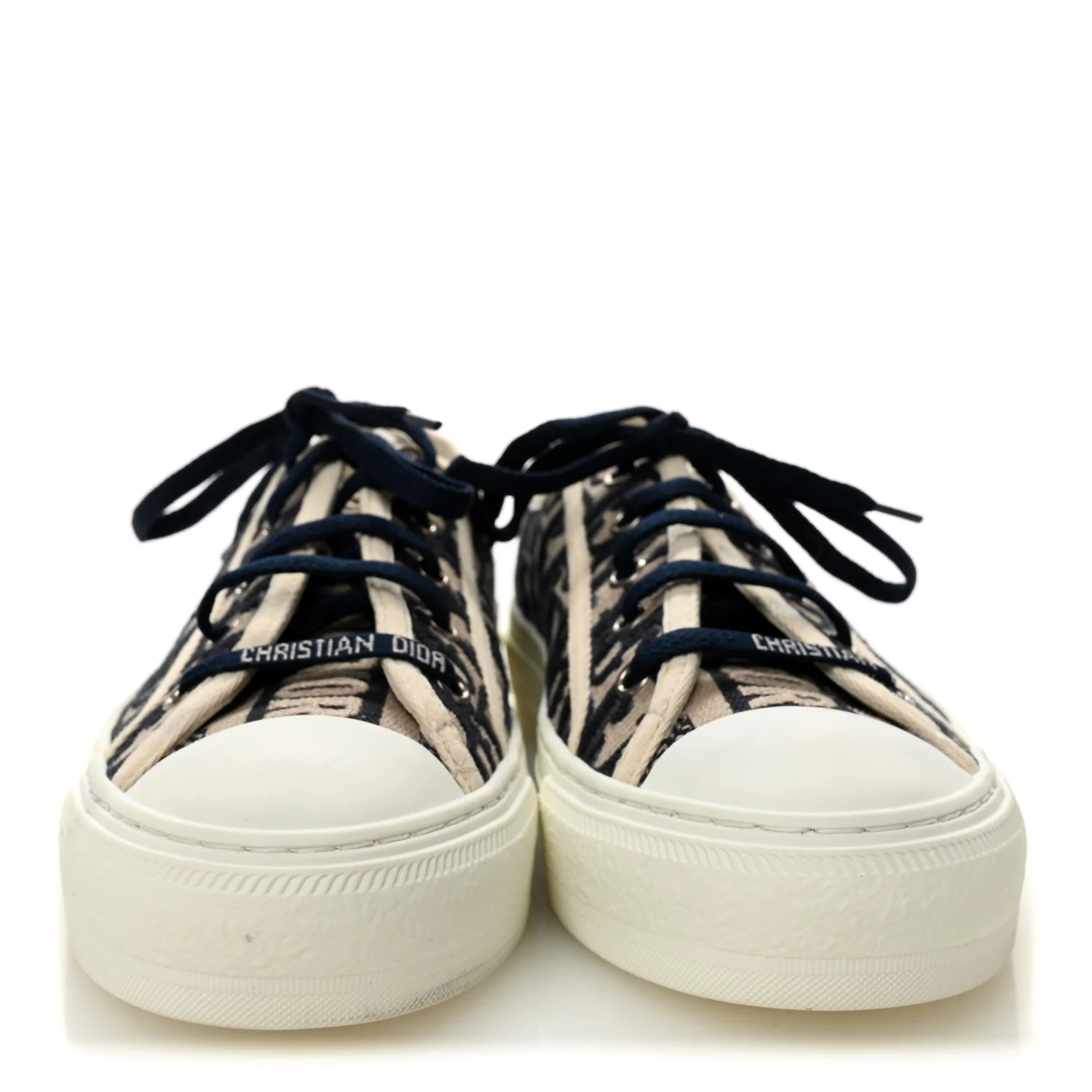 Canvas Oblique Walk'N'Dior Low Top Sneakers 38.5 Deep Blue - Top Club