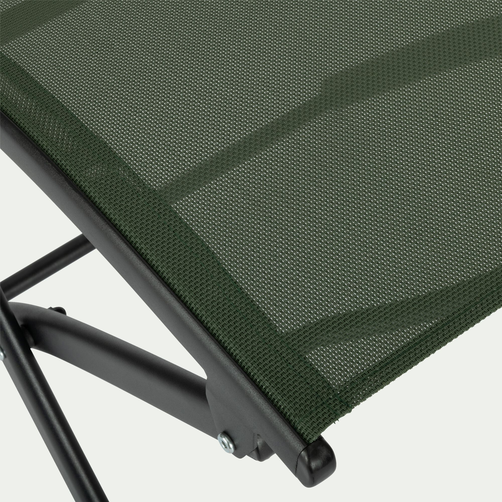 LIMONE - Chaise de jardin pliante acier et toile plastifiée - vert cèdre