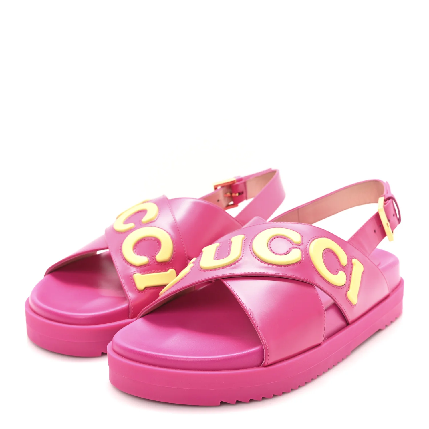 Calfskin Elizabeth Nappa Charlotte Logo Slingback Sandals 36.5 Fancy Fuchsia - Top Club