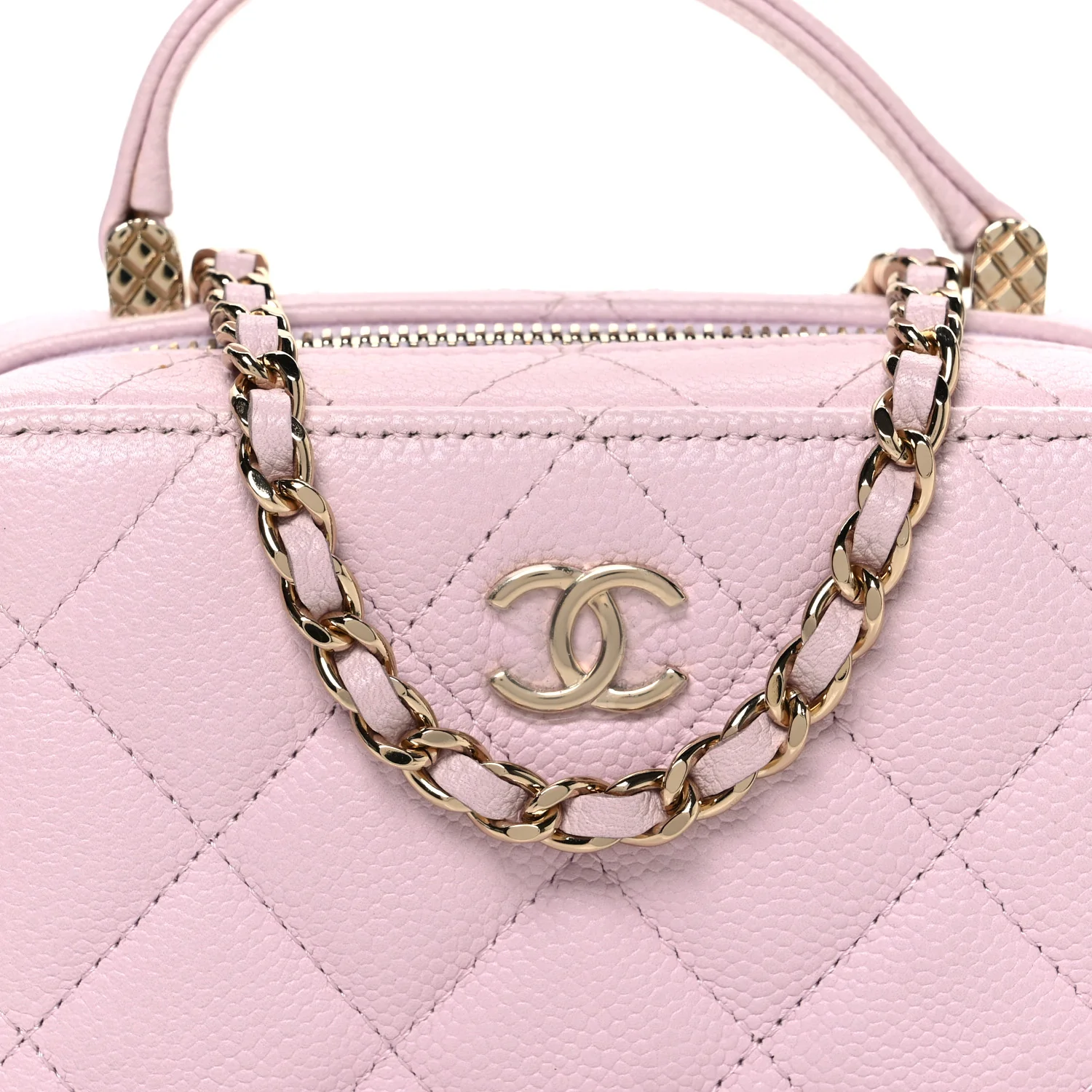 Caviar Quilted Top Handle Vanity Case Pink - Top Club