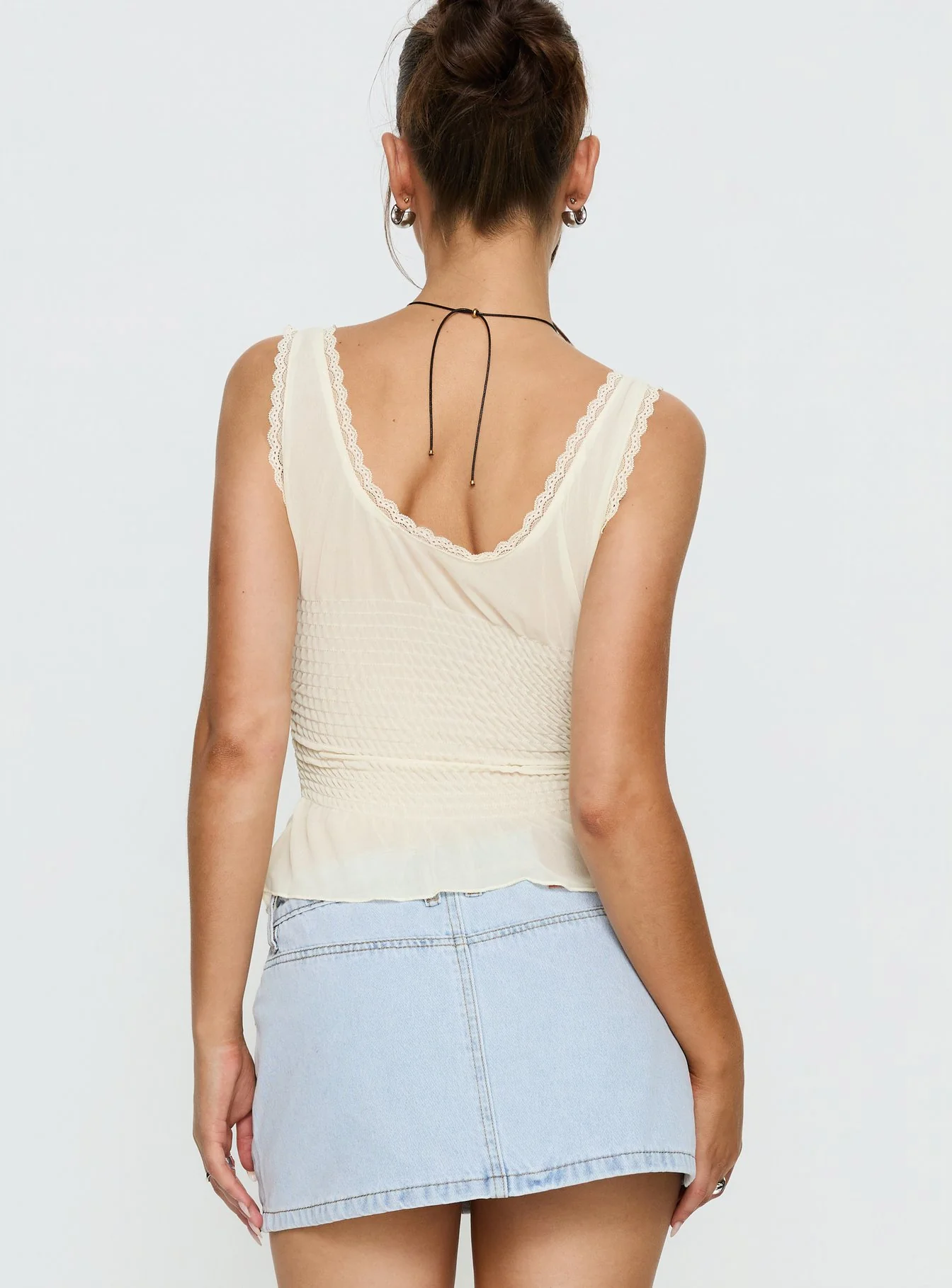 Naelina Sheer Tie Up Top Butter