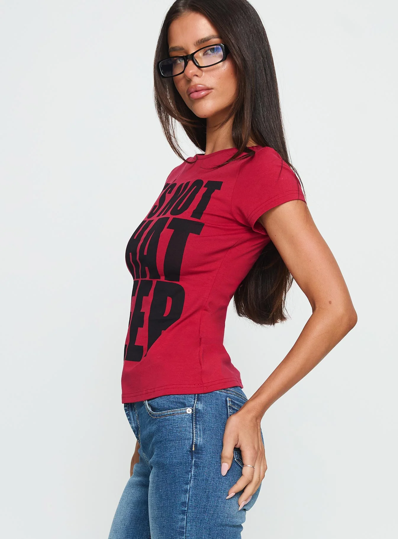 It's Not That Deep Graphic Baby Tee Red