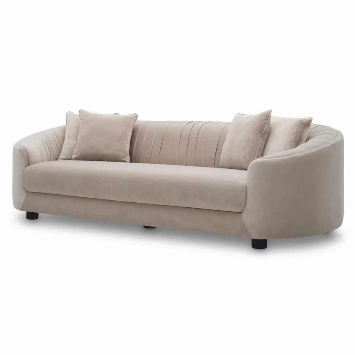 Luxury Velvet Sofa Cream / Black 241 cm - Living Room & Hotel Furniture