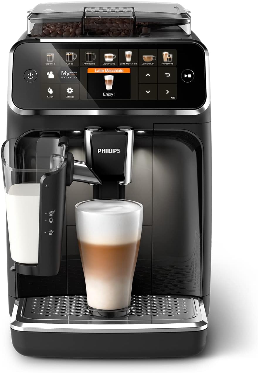 Domestic Appliances 5400 Series Macchina da Caffè Automatica - Montalatte LatteGo, 12 Bevande, Display Intuitivo, 4 Profili Utente, Nero (EP5441/50)
